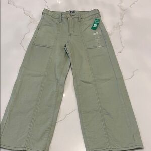 GAP Kids High Rise Wide Leg Ankle Length Sage Green Jeans NEW size 12